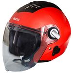 Steelbird SBA-3 R2K Classic ISI Certified Open Face Helmet ( Large 600 MM, Red with Clear Visor )