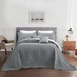 Blythease Oversized King Bedspread 128x120 Extra Wide, Ultrasonic Lightweight Bedding Cover, Paisley Pattern, Reversible, 5 Piece, 100% Microfiber, Grey