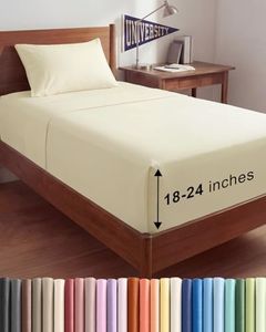 Extra Deep Twin XL Sheet Set - 3 Piece College Dorm Bed Sheets - Soft, Breathable and Cooling - Easily Fits 18 to 24 inch Mattress - Wrinkle Free & Fade Resistant with Extra Deep Pockets - Off White