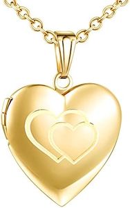 MicVivien Acciaio Inossidabile Collana con ciondolo portafoto medaglione cuore con modello Doppio Cuore/Love, Personalizzata Collane Gioielli per Mamma Donne Ragazze, 50cm Catena