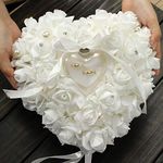 Wedding Pillow Heart Box Feeling of Romance with Ribbon Pearl Wedding Ceremony for Wedding Supplies Gift 15cm x 13cm / 6inch x 5.12inch White