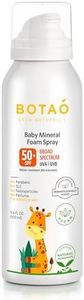 BOTAO Baby’s 100% Mineral Zinc Oxide Sunscreen Foam Spray, safe natural sensitive skin sunblock Babies or Toddlers: SPF50 Broad Spectrum UVA UVB, Sunburn Protection, 3.4 Oz (1-Pack)