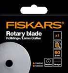 Fiskars Titanium 60mm Straight Rotary Long Lasting Universal Replacement Blade with Precision Cutting for Fabric Leather Crafting Quilting Dressmaking, Steel, Grey, Standard Size