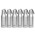 MILTON Super 1000 Single Wall Stainless Steel Bottle, Set of 6, 1000 ml Each, Silver | 100% Leak Proof | Office Bottle | Gym Bottle | Home | Kitchen | Hiking | Treking Bottle | Travel Bottle