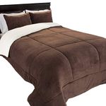Lavish Home 3 Piece Sherpa/Fleece Comforter Set-King-Chocolate, Polyester