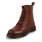 FAUSTO FST KI-2003 TAN-36 Women's Tan Classic High Ankle 8-Eye Lace Up Casual Long Boots For Travelling|Trekking (3 UK)