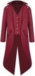 SIAEAMRG Renaissance Steampunk Tailcoat Halloween Costumes for Boys, Medieval Pirate Vampire Victorian Jacket Frock Coat Kids, Wine Red, XL (US: 12-14)