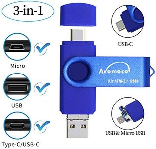 Avomoco USB 3.0 Flash Drive 32GB External Storage Expansion Memory Stick 4 in 1 Multi Functional Memory Storage for Apple iOS and Android Samsung Phones Type C Devices and MacBook (Silver) Blue 128gb