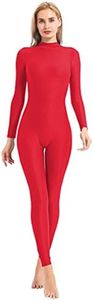 Speerise Adult High Neck Zip One Piece Unitard Full Body Leotard, S, Red