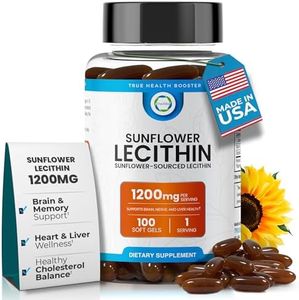TRUEMED Organic Sunflower Lecithin 1200mg – Soy-Free Lecithin Supplement for Brain, Heart, Nerve & Liver Support, Cognitive Health, Non-GMO – 100 Softgels (Made in USA)