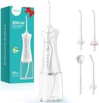 COSLUS Water Teeth Flosser Picks: 4 Modes Cordless Irrigator 300ML Portable Electric Flossing Machinerie for Teeth Cleaning Rechargeable IPX7 Waterproof Tooth Pick Set Cleaner for Travel Home