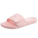 Knixmax Women Sliders Shower Gym Beach & Pool Shoes Open Toe Slide Sandals Summer Slippers Hook & Loop B Pink 5/6UK - 38/39EU