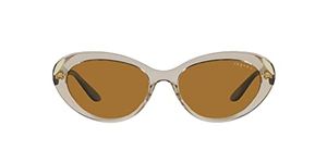 Vogue Eyewear Women's Vo5456s Sunglasses, Transparent Caramel/Bronze Polarized, 55 mm