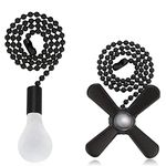 Ceiling Fan Pull Chain Set, 3mm Diameter Beaded Ball and 12 Inches Fan Pulls Chain with Connector (Black)