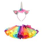 DIXIUZA Girls Tutu Skirt, Toddler Princess Dress Up Costume Set with Unicorn Headband for Dance Party Carnival