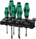 Wera 367/6 TORX® Bore Hole Kraftform Plus screwdriver set with rack, 6pc, 05138250001, Black