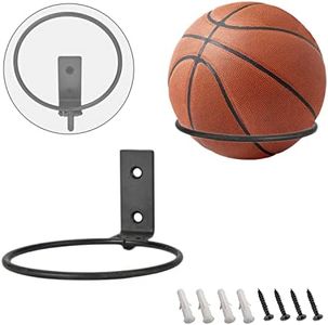 DSBGKJI 2 Pack Foldable Universal Ball Rack Holder Wall Mounted, Sports Ball Holder Rack Display Storage Organizer for Basketball Volleyball Rugby Soccer Football - Metal