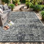 MontVoo-Outdoor Rug Waterproof-Patio Rug Mat 5x8 Outdoor Carpet Reversible RV Camping Picnic Plastic Straw Rug Outside Outdoor Area Rug for Balcony Deck Backyard Patio Decor Boho Modern Abstract
