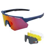 ROCKBROS Polarized Cycling Glasses with 4 Interchangeable Lenses Baseball Sunglasses for Men Womens UV400 Sports Sunglasses