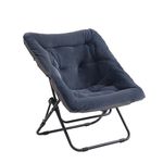 YOTATING Saucer Chair, Comfy Faux Fur Chair Oversized Folding Soft Furry Lounge Lazy Chair Metal Frame Moon Chair Accent Chair for Bedroom, Living Room, Dorm Rooms, Navy