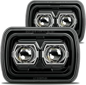 AUDEXEN 160W Stereoscopic Design 5x7 7x6 Inch Led Headlights Compatible with Jeep Wrangler XJ Cherokee YJ Trucks Replacement for H6054 H5054 H6054LL 69822 6052 6053 - DOT Approved Black,YSFD2304