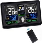 Wikay Multi Function Weather Station with Outdoor Sensor Wireless LCD Digital Display Weather Station with Temperature/Humidity/Barometric/Forecast/Moon Phase/Alarm for Home Office Garden