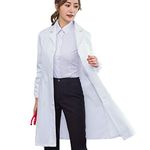 Lab Coat for Women Men Long Sleeve Classic Fit Scientist Costume Coat Unisex (White, X-Large)