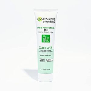 Garnier Pore Perfecting Face Cleanser with Niacinamide, Hemp Seed Oil, Facial Cleansing + Makeup Remover, Green Labs, Vegan Formula, Paraben-Free, 130mL