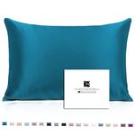 Ravmix Silk Pillowcase for Hair and Skin with Hidden Zipper, Both Sides Silk Pillow Case, 1PCS, Standard 50×75cm, Peacock Blue