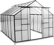 Zstar 12 x 8 FT Greenhouse for Outdoors, Heavy Duty Outdoor Aluminum Large Walk-in Green House Kit, Polycarbonate Greenhouse with Ventilated Windows, Green Houses for Outside Backyard Garden