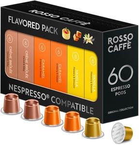 ROSSO CAFFÈ 60 Espresso Coffee Pods for Nespresso Original Machines - Pack of Premium Capsules, 4 Rich and Balanced Flavors (Chocolate, Vanilla, Crème Caramel, Hazelnut)