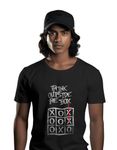 TRI VASTRAM Think Out of The Box in XO Printed Regular Size Tshirt for Men and Women - Black, Medium