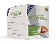 Visual Advantage Eyelid Wipes with Tea Tree and Coconut Oil - Cleansing Eye Wipes for People Itchy Eyes - Box of 30 Natural Eye Wipes