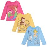 Disney Princess Cinderella Belle Ariel Little Girls 3 Pack T-Shirts Multicolored 7-8