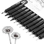 YISAN Black Drawing Pens,Fineliner Ink Pens,Set of 12 Micro-Pens,Anime Pigment Pen,Art Pens,for Sketching,Technical Drawing 902195