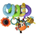 Infantino Stretch & Spiral Activity Toy - Textured Play Activity Toy for Sensory Exploration and Engagement, Ages 0 and Up, Blue Farm