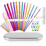 HangYu 31 Pack Crochet Hook Set, 13 Pcs Handle Aluminum Knitting Crochet Supplies(2-9mm), Multicolor Knitting Needles Craft Making Tool with Case