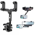 DMJWAN Rearview Mirror Phone Holder, Adjustable Navigator Bracket, 360° Rotatable and Retractable Universal Car Mobile Phone Holder