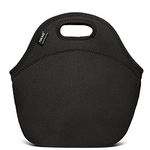 Black 4mm Neoprene Lunch Bags for Men Small Insulated Tote Bag with Zipper for Adults Women Kids Boys - PAWHITS