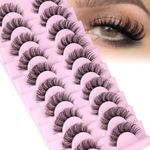 Cat Eye Lashes Natural Look Fluffy Faux Mink Lashes False Eyelashes Clear Band Wispy Eyelashes Extensions 3D Fake Lashes Thick Volume Lash Strips That Look Like Extensions 10 Pairs 12-18MM by Zegaine