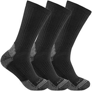 Carhartt mens Midweight Cotton Blend Sock 3 Pack, Black, Medium