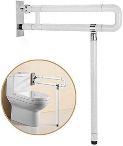 Handicap Grab Bars for Bathroom, Foldable Stainless Toilet Grab Bar with Textured Grip, 29.5(L)x27.5(H) inches Flip Up Toilet Safety Rails with Leg for Elderly