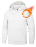 TACVASEN Men's Casual Pullover Hoodie Fleece Athletic-Fit Hooded Sweatshirt White Hoodie Hoodie, M