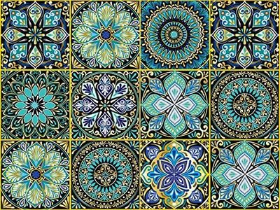 Mandala 24 Pcs 6x6 Inch Decorative Tile Stickers，Peel and Stick Adhesive Tile Stickers，Backsplash Tile Stickers，Staircase，Home Decor，Furniture Decor