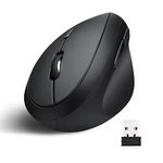 Perixx PERIMICE-619B Bluetooth Portable Vertical Mouse - Wireless 3-in-1 Multi-Device Spec - Silent-Click - Portable Compact Size - Black - Right Handed