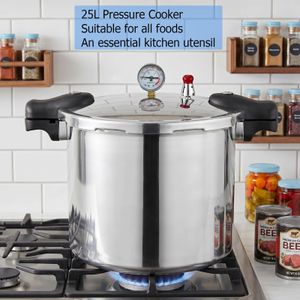 All American 25L Pressure Canner Cooker – Induction Compatible, Aluminum & Stainless Steel, 13 PSI Gauge