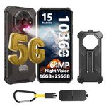 Ulefone Armor X16 Pro 5G Rugged Smartphone, 256GB+2TB, 10360mAh 33W 64MP Night Vision Android 15 120Hz 6.56" Tough Screen, SIM-Free & Unlocked Mobile Phones Fingerprint ID NFC UK Wasteland Shadow