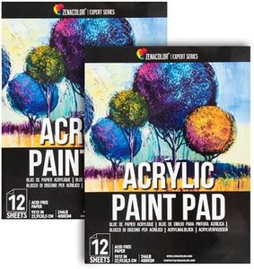 Acrylic Paper Pads (Set of 2) - 24 Acrylic Sheets 9x12 inch - 400gsm - Acid-Free Painting Paper - Easy Removable Pages - Art Pad with Acrylic Art Paper for Drawing and Painting