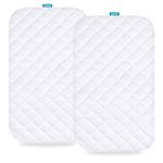 Biloban Waterproof Bassinet Mattress Pad Cover(35"x21"), 2 Pack, Ultra Soft Bamboo Surface, Quilted Bassinet Mattress Protector Fit for TCBunny 2-in-1/Fodoss/Besrey Baby Bedside Sleeper, White