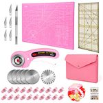 ZPONEED Rotary Cutter Set-45mm Rotary Cutter Kit, A3 Self Healing Cutting Mat, Patchwork Ruler, Carving Tool and Replacement Accessories, Ideal for Sewing, Crafting, Quilting, Patchworking